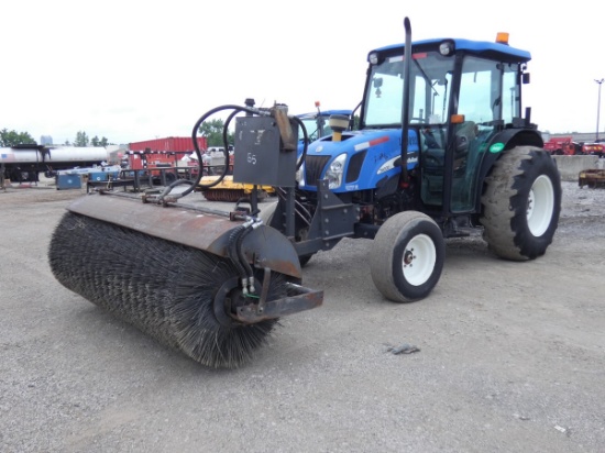 2004 New Holland TN60D Broom Tractor, SN:HJE007520, Cab / Air, 2wd, 3pt, PT
