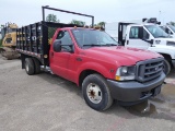 2004 Ford F350 Flatbed Stake Truck, SN:1FDWF36S24ED38037, V10 Gas, Auto, 12