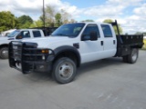 2008 Ford F550 4x4 Crew Cab Flatbed Truck, SN:1FDAW57R58ED79673, 6.4L Diese