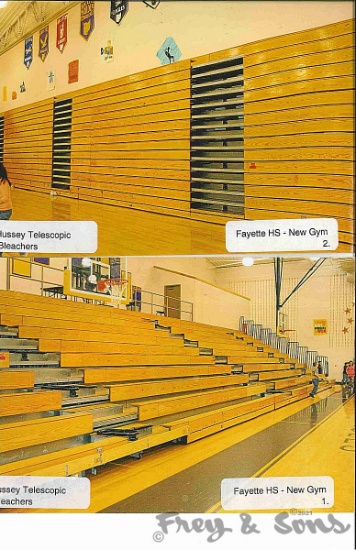 Hussey Telescopic Bleachers, removed from old Fayette HS, in Stoughton 53'