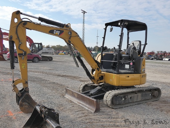 2018 Caterpillar 303.5E2 Mini Excavator, SN:JWY02283, ROPS, (2) Buckets,  1