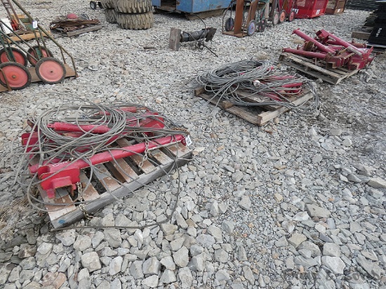 (3) Pallets Red Safety Poles & Cables
