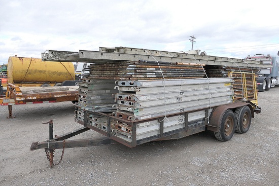 Large Lot of Walkthru 6' Scaffold Frames, Picks, Decking, Crossbars & Feet
