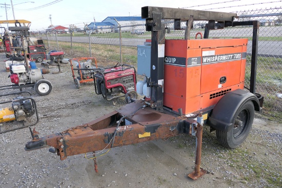 MQ WW 7000 Gen Set, SN:5392079, Kubota Diesel, Trailer Mtd.