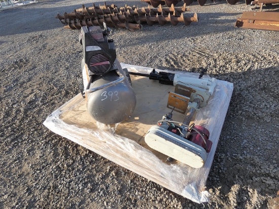 Skid w/ Compressor, Drill Press & Jackhammer