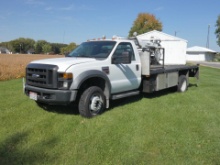 2007 Ford F550 Flatbed Truck, SN:1FDAF57R58EB99366, Diesel, Auto, 4wd, Lift