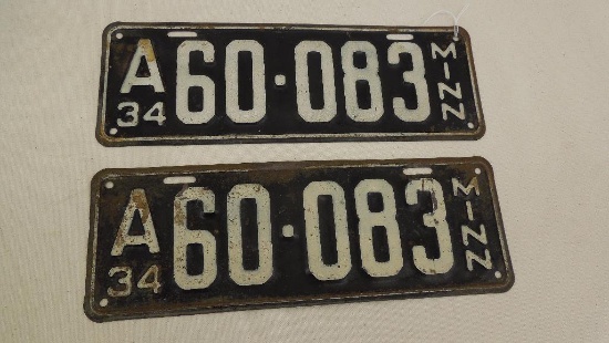 1934 Minnesota License Plates