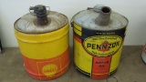 Pennzoil Motor Oil Can and Shell Can