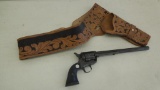 Colt Look a Like Movie Set Long Fighter 44-40 Revolver w/ Carved Leather Holster