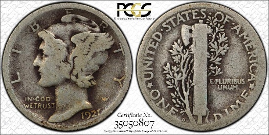 1921 D 10C Mercury Dime
