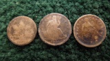 1863 Three Cent (silver), 1838 Half Dime (stars) 1857 Half Dime