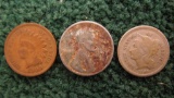 1909 Indian Penny, 1943 (steel) Penny, 1865 Three cent piece