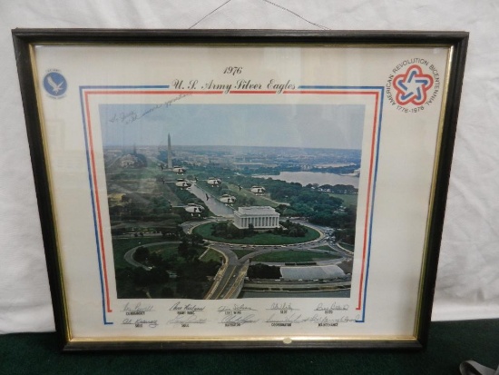 Signed in Frame US Army Silver Eagles 1976 Bicentennial Poster