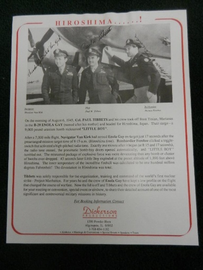 Presentation Promotional Autographed by crew of the Enola Gay