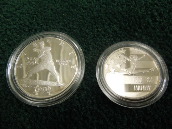 1992 Olympic proof silver dollar and clad half
