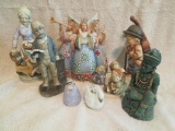 Hummel Boy with Cello (cracked) and Hummel Candle Stick Holder (chipped) and misc