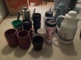 Coffee carafes, travel mugs, coffee cups