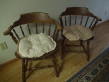 Two Wood chairs with cushions