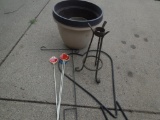 Flower pots, heart bsk hanger, globe stand, driveway markers
