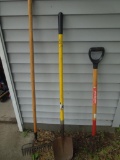 Spade Shovel, Rake, and Pitch Fork