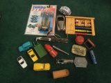 Assorted Toys, Belt Buckles, and Knife