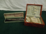 Small Velvet Sewing Box and Pinking Shears
