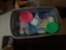 Tote of plastic containers