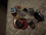 Wooden apple, light bulbs, gloves, Iron, calculator, rulers, batteries