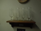 Wood shelf and bell glasses