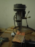 Table top drill press with table, contents in drawer and vise