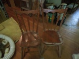 2 wood chairs and misc. wood parts