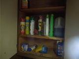 Contents of all upper kitchen cabinets, paints, stains, jars and misc