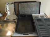Serving tray, cookie sheets, broiler pans, roasting pan, cake pan