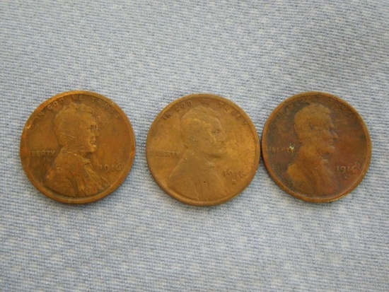 1916, 1916D, 1916S Pennies