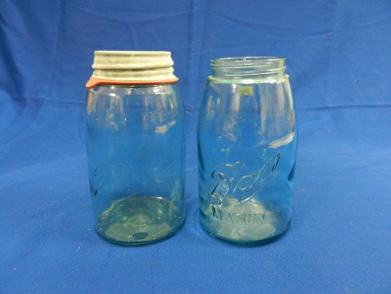 (2) Ball Blue Glass Jars