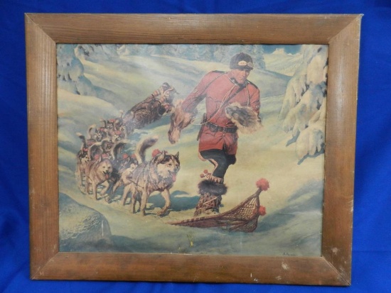 Canadian Mounty Dog Sled Framed Artwork
