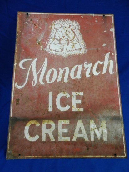 Monarch Ice Cream Advertisement Tin SIGN