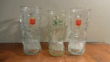(3) glass Boot beer mugs