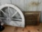 3 heat registers, white wagon wheel, coat rack