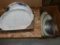 4 large serving platters and 2 boxes of aluminum plates