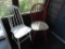 White Painted Chair and Red Bent Wood Chair