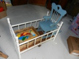 Doll bed, rocker, and puzzles