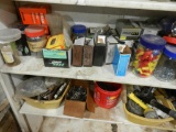 Contents of 4th shelf: Wire nuts, Staples, Electrical supplies, and PVC parts