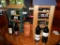(2) Wire Bottle Racks w/ Wine Bottles & Pottery Wine cooler