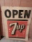 7up Open Tin Sign20 x 28 tall, 6/58 Stout Sign Co.