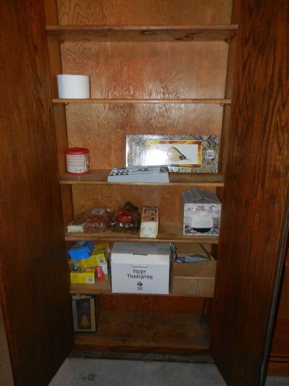 35"wide x 7' tall Two Door Storage Cabinet w/misc. contents, including several boxes new light bulbs