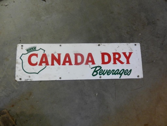 7" x 24" Canada Dry beverages porcelain sign