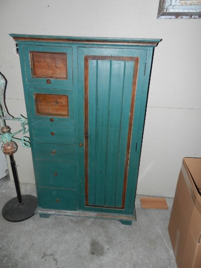 Green Wooden Cabinet 32" wide x 16" deep x 531/2" high Display Doors