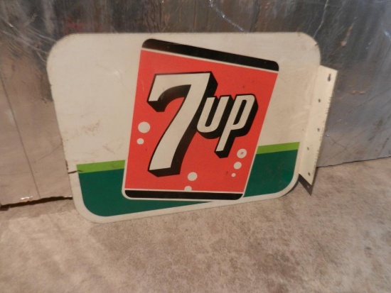 7up 2 sided Flange Sign 16" x 12" high Stout Sign Co. #12 5-62
