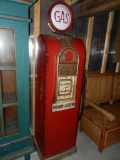 Gas Pump Wooden Cabinet look-a-like w Clock Face, Gas Hose & Lighted Globe 74